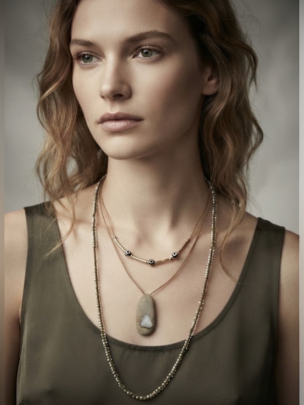 Set of 3 vintage unique bohemian hippie necklaces